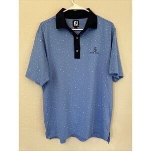 FootJoy Short Sleeve Polo Golf Shirt Blue w/White Dots Logo Men's Medium